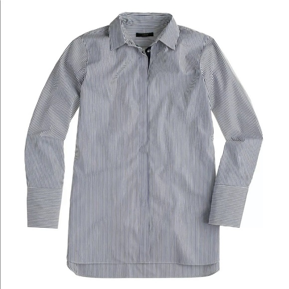 J.Crew Endless Shirt Stripe Classic Size 00 Navy - Picture 2 of 6